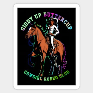 Giddy Up Buttercup-Black Cowgirl Rodeo Club Magnet